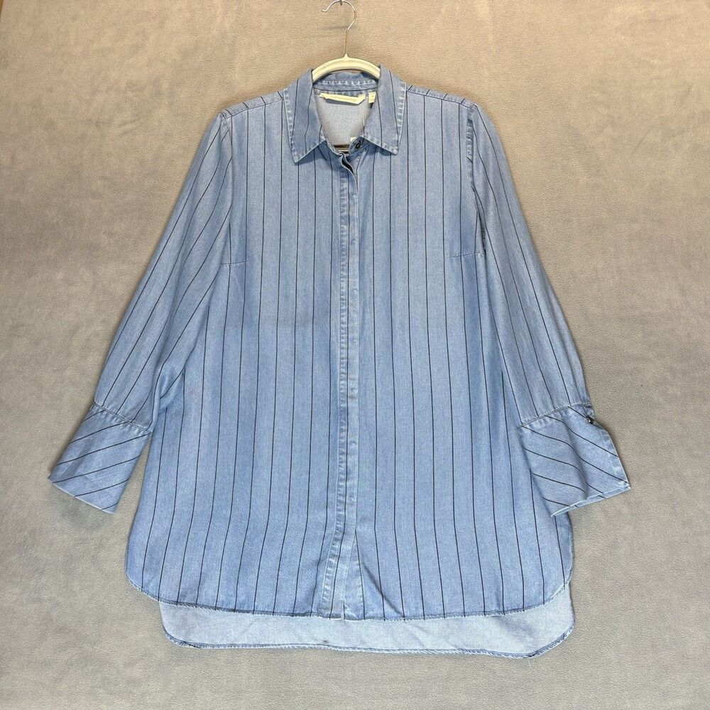 NEW Soft Surroundings Shirt Size Medium Heavenly Soft Tencel Big Denim Shirt $98